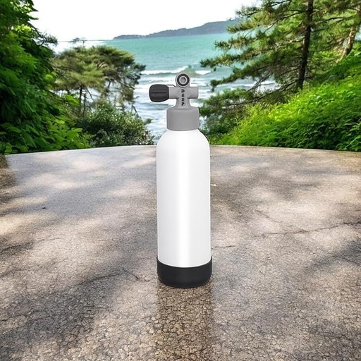 Scuba Tank Vacuum Insulated Stainless Steel Water Bottle-DEEP (White)