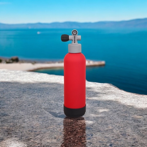 Scuba Tank Vacuum Insulated Stainless Steel Water Bottle-DEEP (Red)