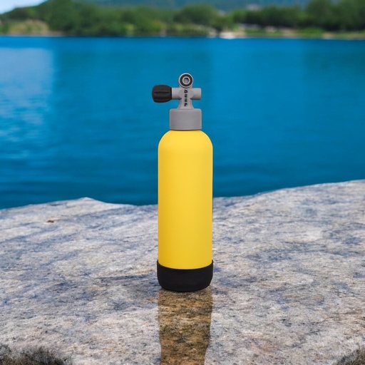 Scuba Tank Vacuum Insulated Stainless Steel Water Bottle-DEEP (Yellow)